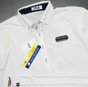 フィラ ゴルフ FILA GOLF 新品 メンズ 速乾 半袖 ボタンダウン ポロシャツ　LLサイズ　ホワイト 