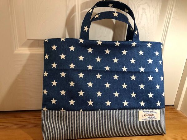 レッスンバック 星柄/ヒッコリー調ストライプ② 入園入学 ハンドメイド