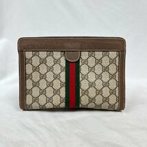 ▽▼グッチ GUCCI クラッチバッグ シェリーライン オールドグッチ GG セカンドバッグ PVC×レザー ヴィンテージ メンズ 89 01 00 ※訳有▼_画像1