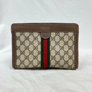 ▽▼グッチ GUCCI クラッチバッグ シェリーライン オールドグッチ GG セカンドバッグ PVC×レザー ヴィンテージ メンズ 89 01 00 ※訳有▼