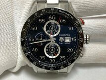 稼働品♪TAG HEUER タグホイヤー カレラ クロノグラフ ブラック文字盤 CAR2A10-1 Cal.1887 自動巻き メンズ 余りコマ 腕時計 保存箱付き♪_画像3