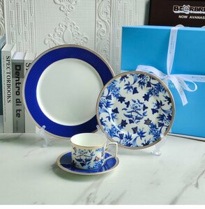 ウェッジウッド wedgwood 　芙蓉　花柄　ティーカップ　ソーサー　大皿　4点セット　洋食器 インテリア コーヒーカップ