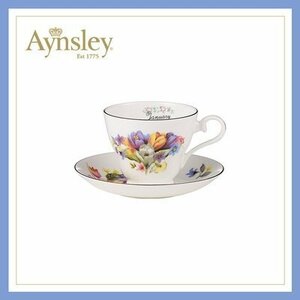 Aynsley エインズレイ　イギリス　誕生月カップ　カップ＆ソーサー　洋食器　茶器　花柄　お祝い　プレゼント　1月