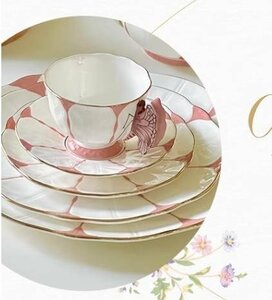 新品Aynsley エインズレイ　イギリス　食器　デザート　皿　スイーツ　ケーキスタンド　プレード　3枚セット　ピンク　お祝い　プレゼント