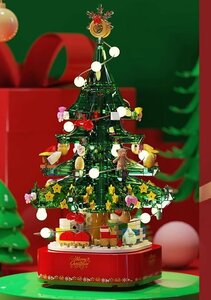 新品未使用　ブロック　積み木　未組立　クリスマスツリー　オルゴール　486粒　ギフト　クリスマスプレゼント　箱付き　zd115