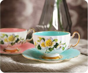 Aynsley エインズレイ　イギリス　洋食器　茶器　花柄　カップ＆ソーサー　セット　お祝い　プレゼント　グリーン