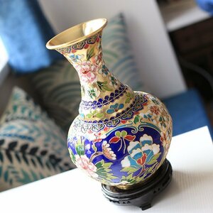 景徳鎮　琺瑯彩　花瓶　景泰藍　磁器　花柄　置物　装飾　収蔵　コレクション　