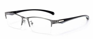 送料無料　ハーフリム　金属フレーム　超軽量　タテ眼鏡　レンズ交換可能　メガネフレーム　 sc0373