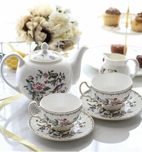 Aynsley エインズレイ　イギリス　洋食器　茶器　花柄　ティーポット　カップ＆ソーサー　２客セット　お祝い　プレゼント　