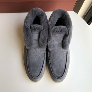 Loro Piana　ロロピアーナ　靴　レディース　ブーツ　ハイカット　ボア　防寒　レザー　スエード　35-40　サイズ選択可能　3267