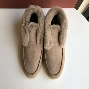 Loro Piana　ロロピアーナ　靴　レディース　ブーツ　ハイカット　ボア　防寒　レザー　スエード　35-40　サイズ選択可能　3271