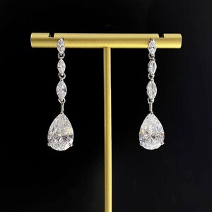  free shipping ia ring earrings long Jill navy blue silver silver S925 ear accessory zd387