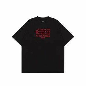 送料無料　マルタンマルジェラ　Maison Margiela　MM6　メンズ　Tシャツ　無地　数字　文字ロゴ　半袖　丸首　1728-M