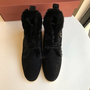 Loro Piana　ロロピアーナ 靴 レディース ブーツ　ショートブーツ　ボア　もこもこ　防寒　レザー　スエード　35-40　サイズ選択可能　3282