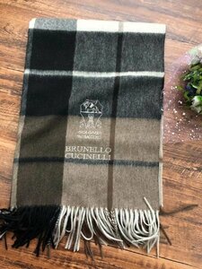 Brunello Cucinelli　ブルネロクチネリ メンズ　マフラー　ストール　カシミア100％　チャック柄　60*200cm 新品　1926