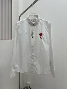 AMI　アミ メンズ　シャツ　ワイシャツ　シンプル　長袖　刺繍ロゴ　S-XXL　サイズ選択可能　3665