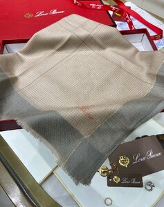 loropiana　ロロピアーナ　レディース　カシミア　ストール　マフラー　刺繍ロゴ　110*110cm　箱付き　3133