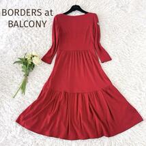 新品タグ付☆BORDERS at BALCONY☆ボーダーズアットバルコニー フレアワンピース　レッド赤 サイズ38_画像1