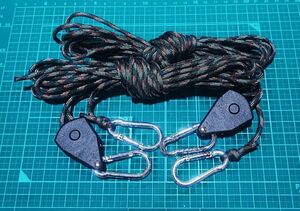  outdoor *gai rope pala code tent tarp * pulley ratchet tensioner * rope approximately 5m*2 piece set * free shipping 