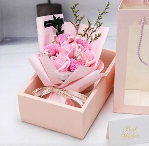【訳あり】ソープフラワー　ブーケ　ピンク　花束　母の日　贈り物　卒業　入学　結婚　誕生日　お祝い　ギフト