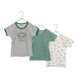 【00347】　PETIT BATEAU プチバトー Tシャツ ３枚組 キッズ 10 6ans ボーダー セットアイテム おしゃれ 子供用 半袖