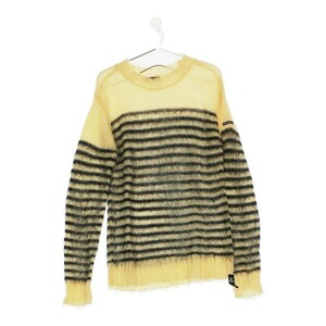 【09341】美品 OVER THE STRIPES トップス ニット 白 Sサイズ 良品 長袖 長袖ニット ボーダー ライン レディース 婦人 シャギーニット