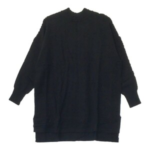 [05713] a.v.vaveve sash attaching high‐necked tunic knitted S black black simple casual rough comfort .. tag attaching 