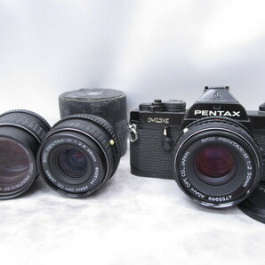 ♪ ジャンク ASAHI PENTAX MX -M smc 1：2 50mm 1：2.8 100mm 28mm フィルム カメラ レンズ の画像1