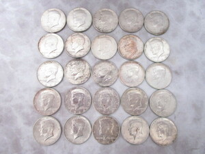 ◇ アメリカ 銀貨 1964年 ケネディ リバティ ハーフダラー 50セント コイン 25枚 約311.8g おまとめ