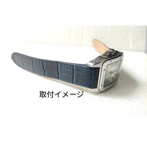 23mm 腕時計 交換用 イタリアンカーフレザー 革 ベルト ネイビーブルー 紺 【対応】カルティエ サントス100 Cartier_画像8