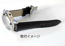 24mm 腕時計 メンズ用 イタリアン カーフレザー 革ベルト ブラック 黒 Dバックル付 【対応】パネライ等 PANERAI_画像9