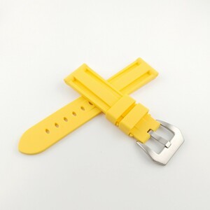 22mm パイプチューブ付属　腕時計 メンズ用 シリコン ラバーベルト イエロー 黄色 【対応】パネライ