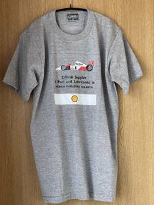 [F1 * T-shirt * shell * Honda * Marlboro * McLAREN ] not for sale ( free size * gray * cotton 100%)FORMULA Shell shirt made in Japan 