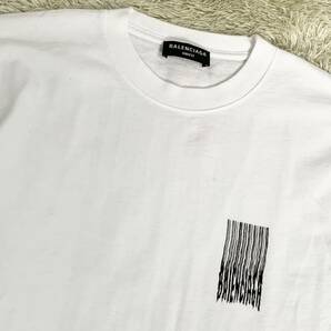 極美品 バレンシアガ 【圧巻のデザイン】 BALENCIAGA 現行 半袖 tシャツ カットソー トップス バーコードロゴ メンズ ホワイト サイズMの画像3