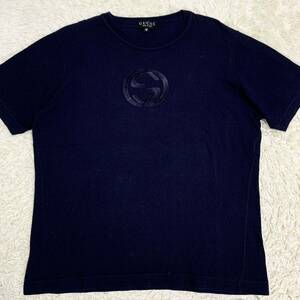  beautiful goods Gucci [ great popularity design ] GUCCI short sleeves t shirt cut and sewn tops Inter locking Logo lady's navy size M