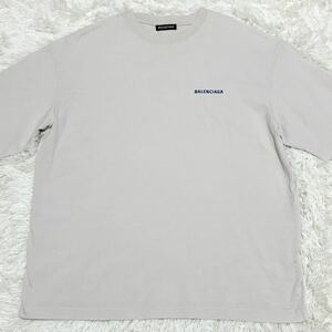 極美品 バレンシアガ 【圧巻のデザイン】 BALENCIAGA 半袖 tシャツ カットソー トップス バックロゴ メンズ ベージュ サイズXL