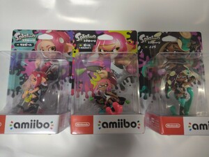 1円〜 amiibo スプラトゥーン ガールネオンピンク タコガール イイダ 3点セット（新品未開封）