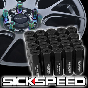 SICKSPEED　キャップ付きナット ブラック P1.5 20本 JDM USDM シックスピード アルミ ホイールナット レクサス トヨタ ホンダ マツダ 三菱