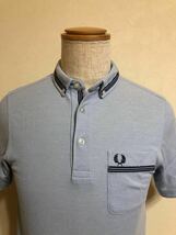 FRED PERRY Slim Fit フレッドペリー スリムフィット 鹿の子 ポロシャツ トップス サイズS 半袖 ライトブルー ヒットユニオン M8348_画像3