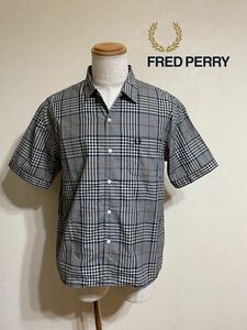 【良品】 FRED PERRY フレッドペリー シャツ トップス サイズM 半袖 グレー タータンチェック柄 F4480 ヒットユニオン