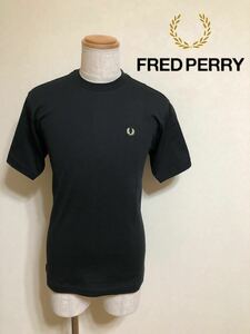 【美品】 FRED PERRY フレッドペリー クルーネック Tシャツ トップス サイズS 半袖 黒 ヒットユニオン FPR918