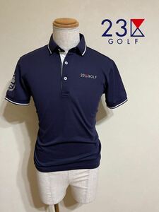 【良品】 23区GOLF 鹿の子 ポロシャツ ゴルフ ウェア トップス サイズM 半袖 ネイビー オンワード樫山