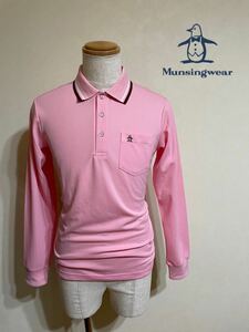 [ beautiful goods ] Munsingwear golf Munsingwear wear Golf wear - dry polo-shirt tops size M long sleeve pink Descente made in Japan SS1147