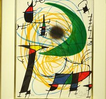 緑屋c■ 額装　JOAN MIRO ジョアン・ミロ　抽象画　リトグラフ　版画　i2m/5-146/32-1#120_画像2