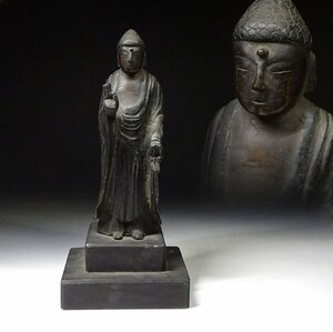 緑屋f■ 仏教美術　古銅　釈迦如来 仏像　時代物 唐物 新羅仏 阿弥陀如来　i9/4-6468/29-7#60