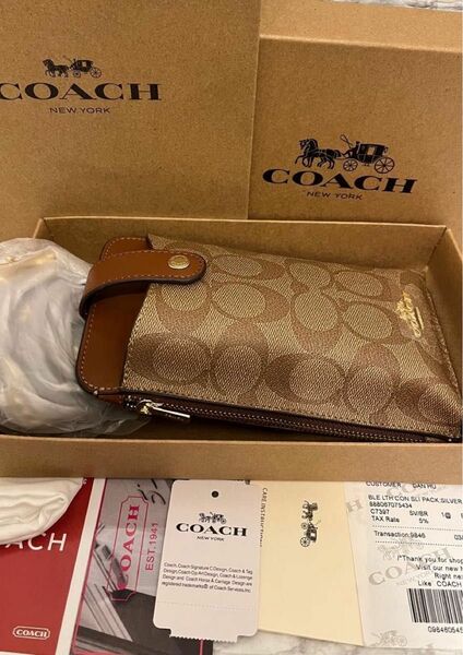 COACH スマホショルダーバッグ　ベージュ　新品