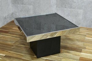 PB4EK9 イタリア製 cidue センターテーブル コーヒーテーブル W60cm スクエア型 サイドテーブル ガラストップ モダン リビングテーブル