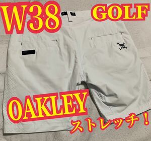 OAKLEY オークリー　GOLF ハーフパンツ　ストレッチ　スポーツウエア　刺繍ロゴ　W38