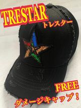 TRESTAR トレスター　ベースボールキャップ　スター　星　ダメージ加工　スパンコール　黒_画像1