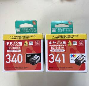 送料込 ★未使用 ★エコリカ キャノン用 互換インク 340 ブラック/341 カラー 2個セット